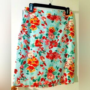 Jcrew Linen Blend Floral Skirt